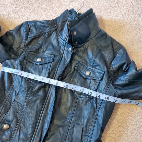 Guess Teal Green Faux Leather Biker Jacket XS - Picture 3 of 5
